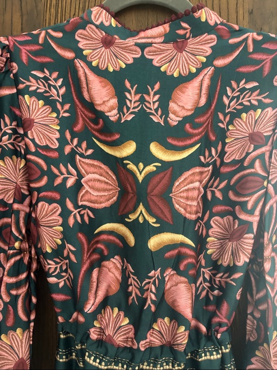 NWT FARM Rio Teal and Pink Floral Midi Dress - Picture 7 of 10